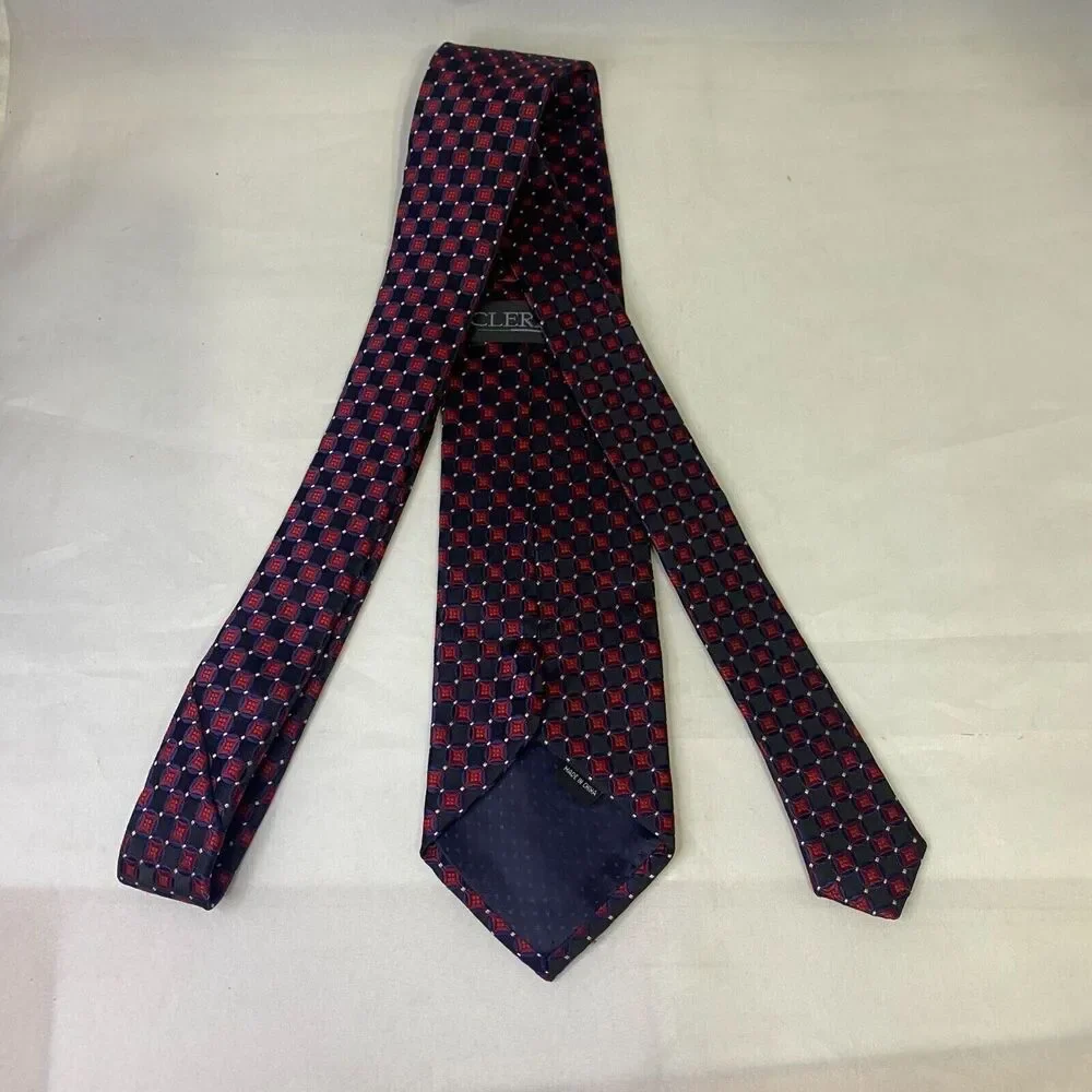 #6606 Clericci Red and Black Small Squares Mens Necktie, Tie